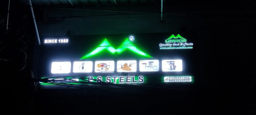 Bollco glow sign installed above entrance